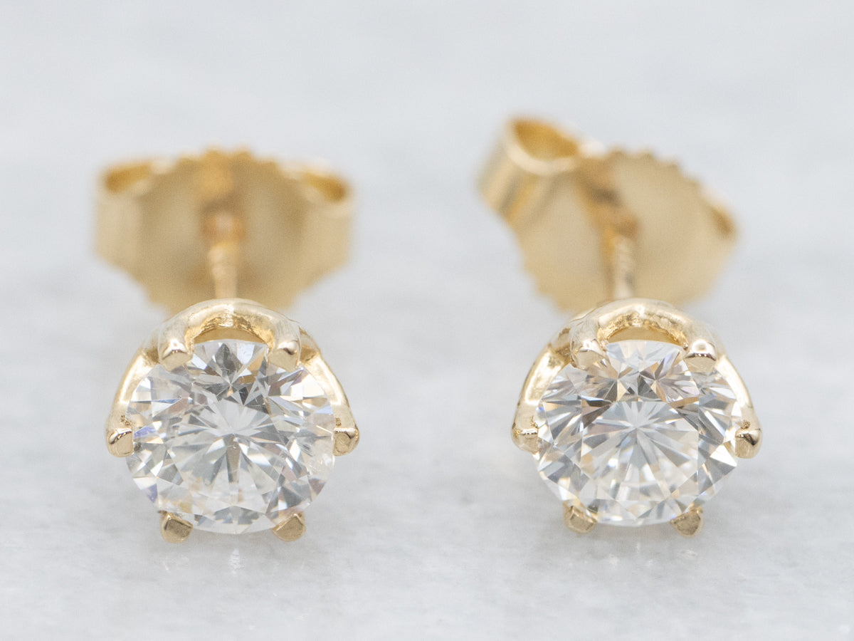Diamond Crown Setting Stud Earrings