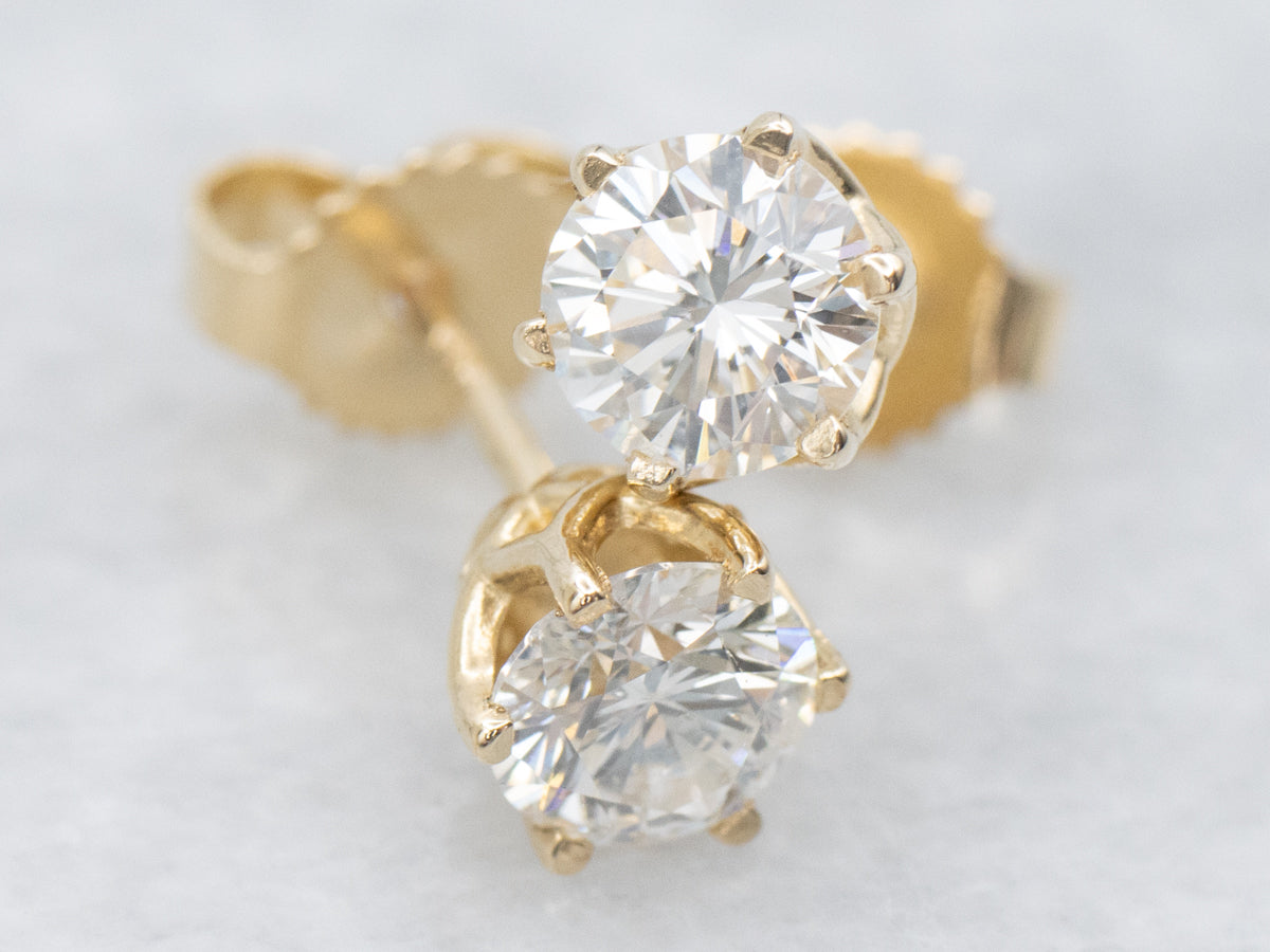 Diamond Crown Setting Stud Earrings