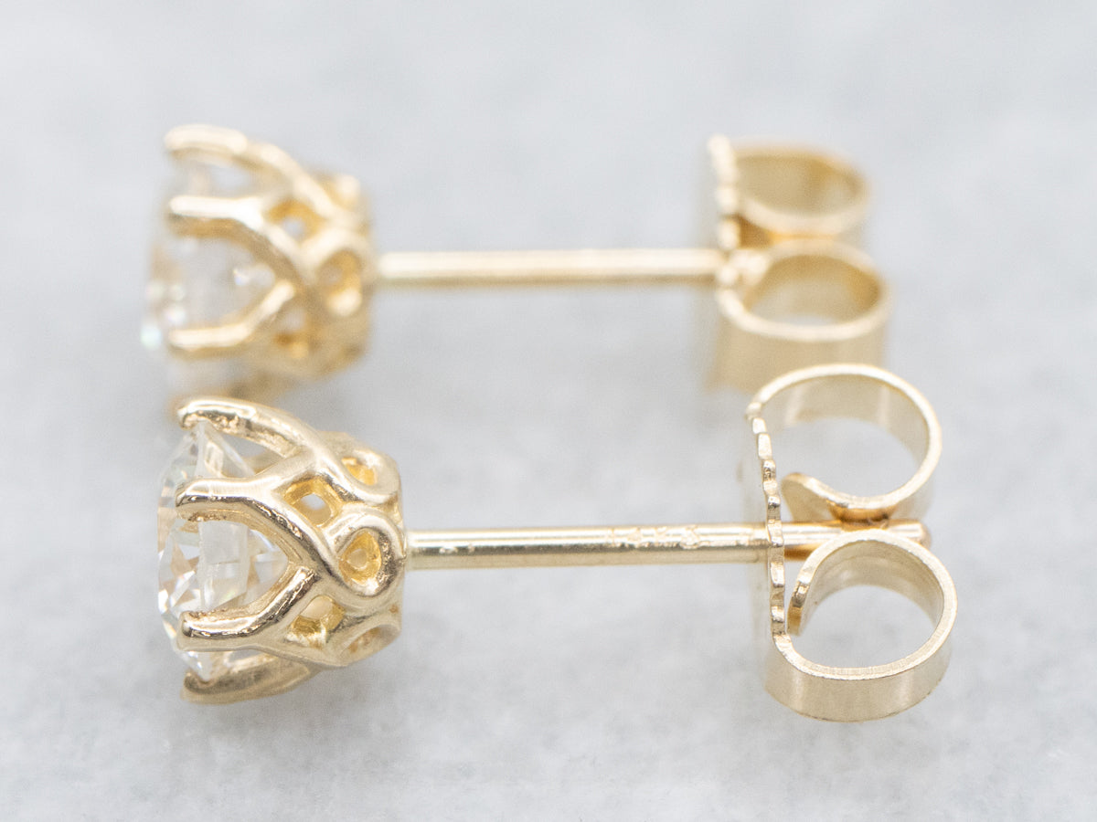 Diamond Crown Setting Stud Earrings