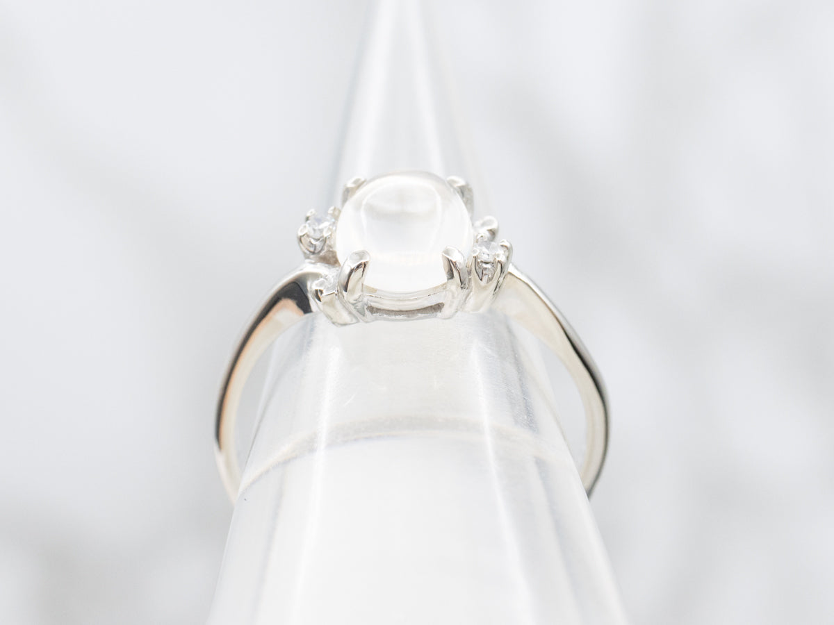 Moonstone and Diamond Bypass Ring