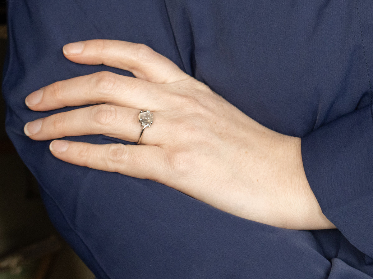 Moonstone and Diamond Bypass Ring