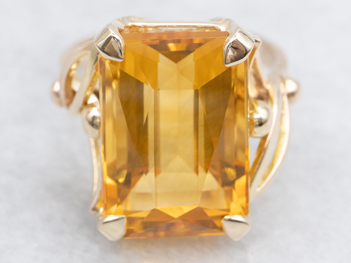 Citrine and Gold Cocktail Ring