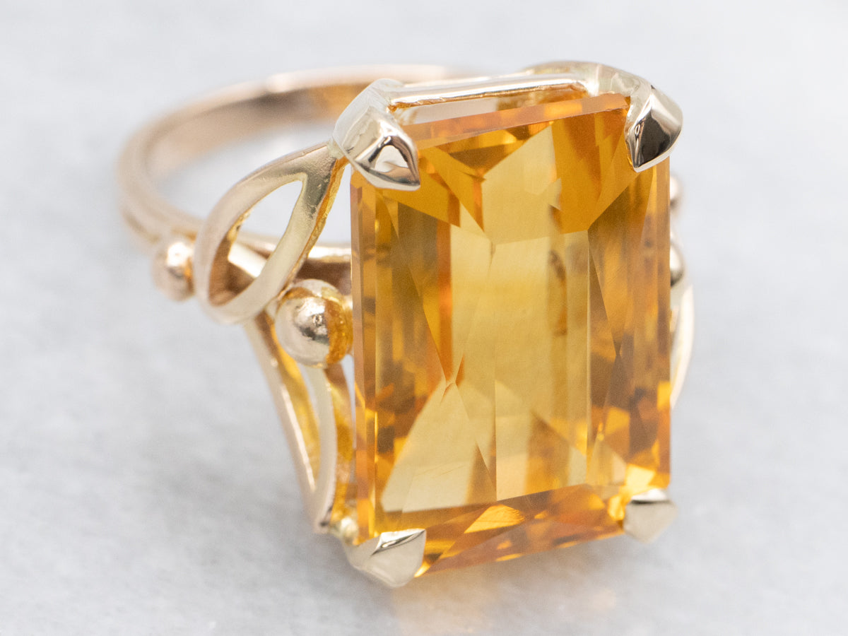 Citrine and Gold Cocktail Ring