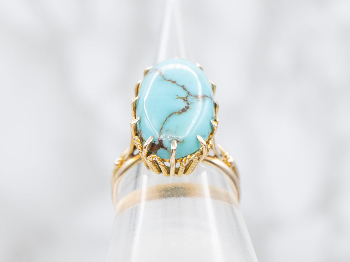18-Karat Gold Nautical Turquoise Cabochon Ring