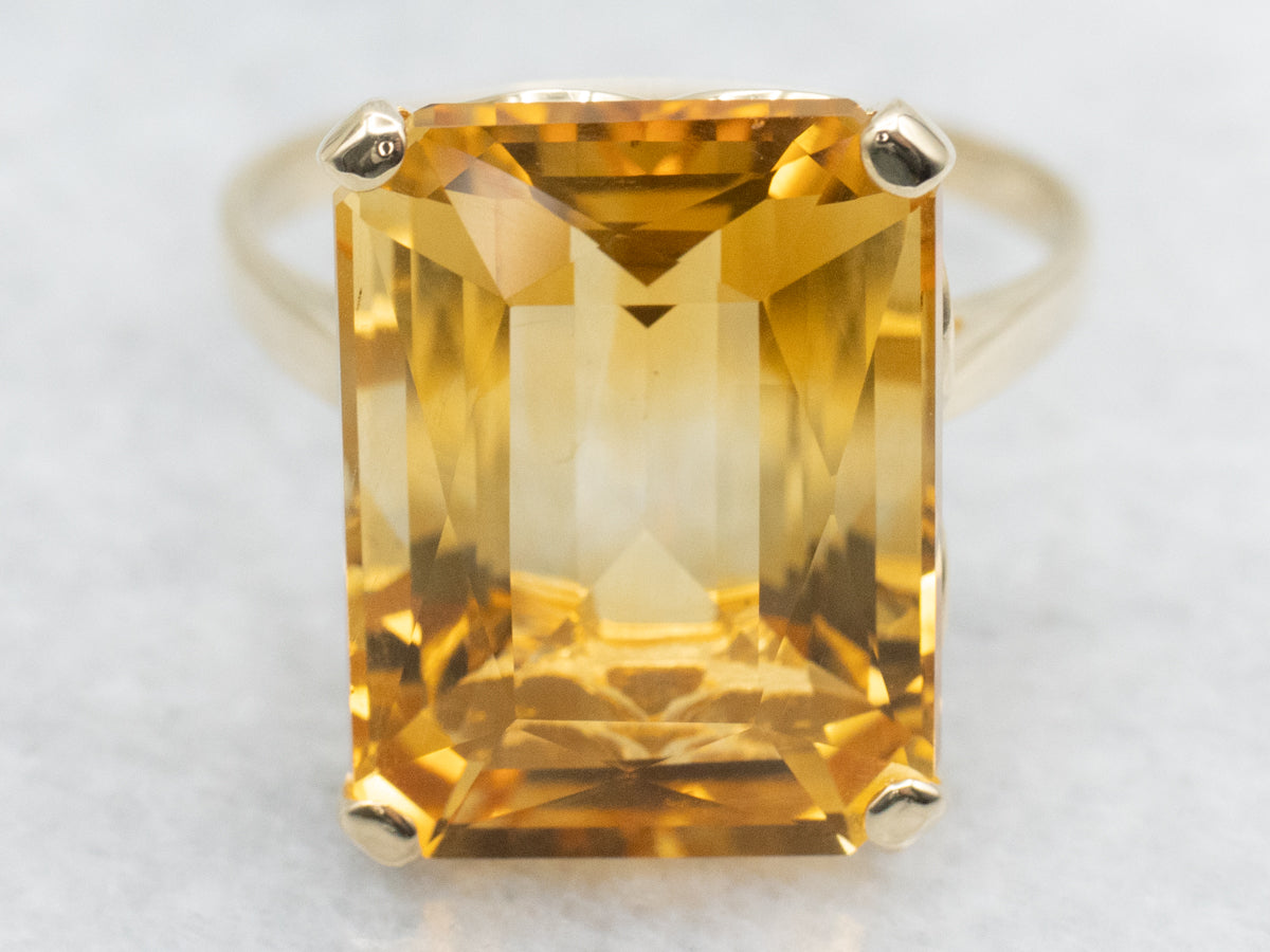 Emerald Cut Citrine Cocktail Ring
