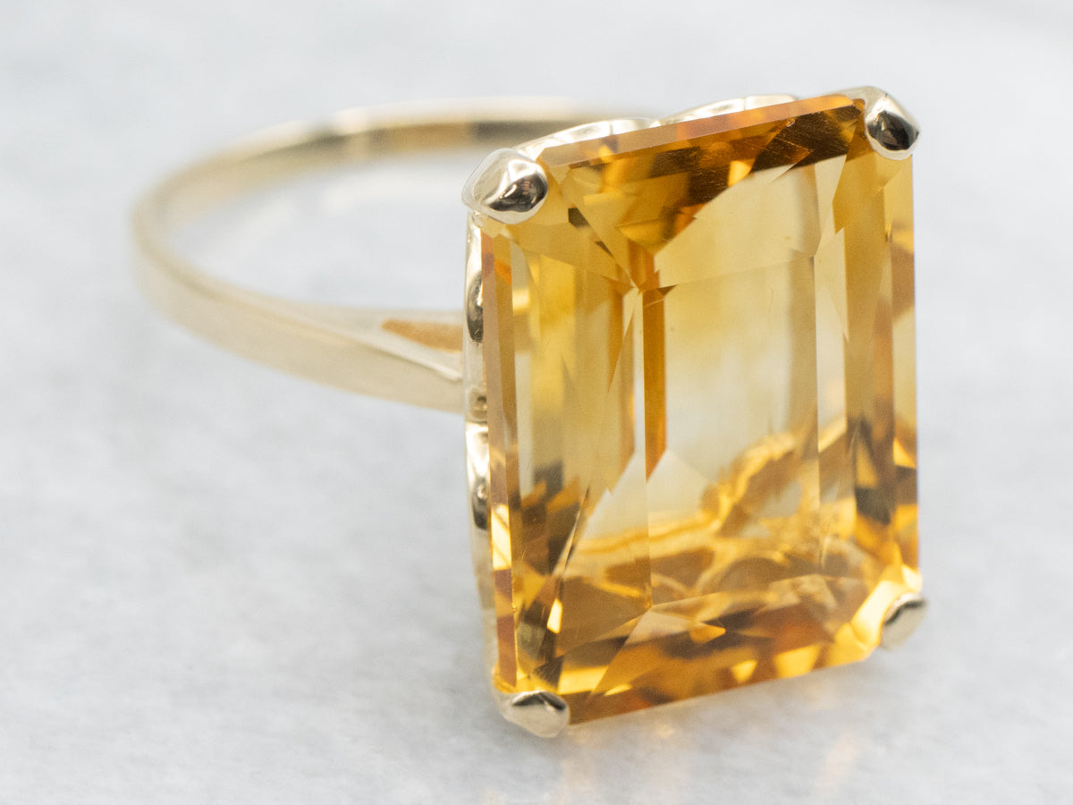 Emerald Cut Citrine Cocktail Ring
