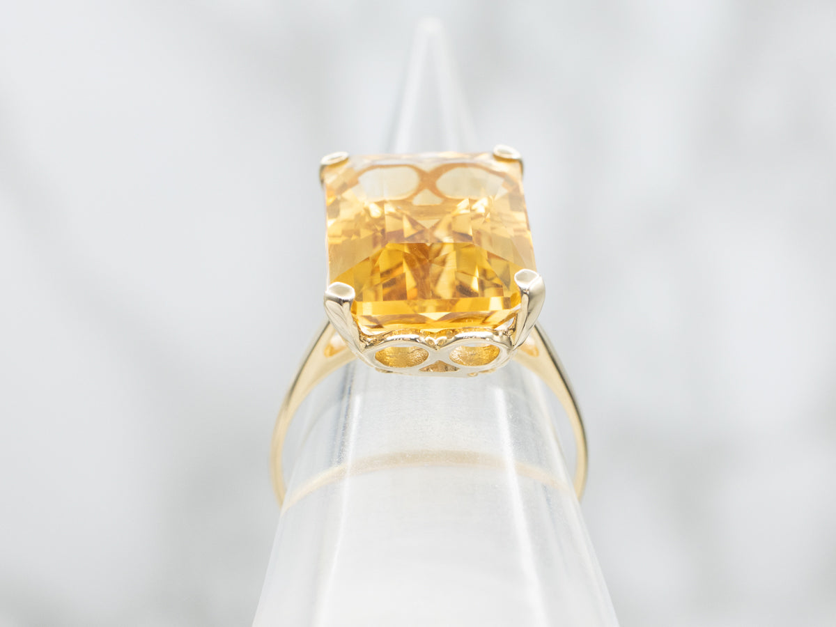 Emerald Cut Citrine Cocktail Ring