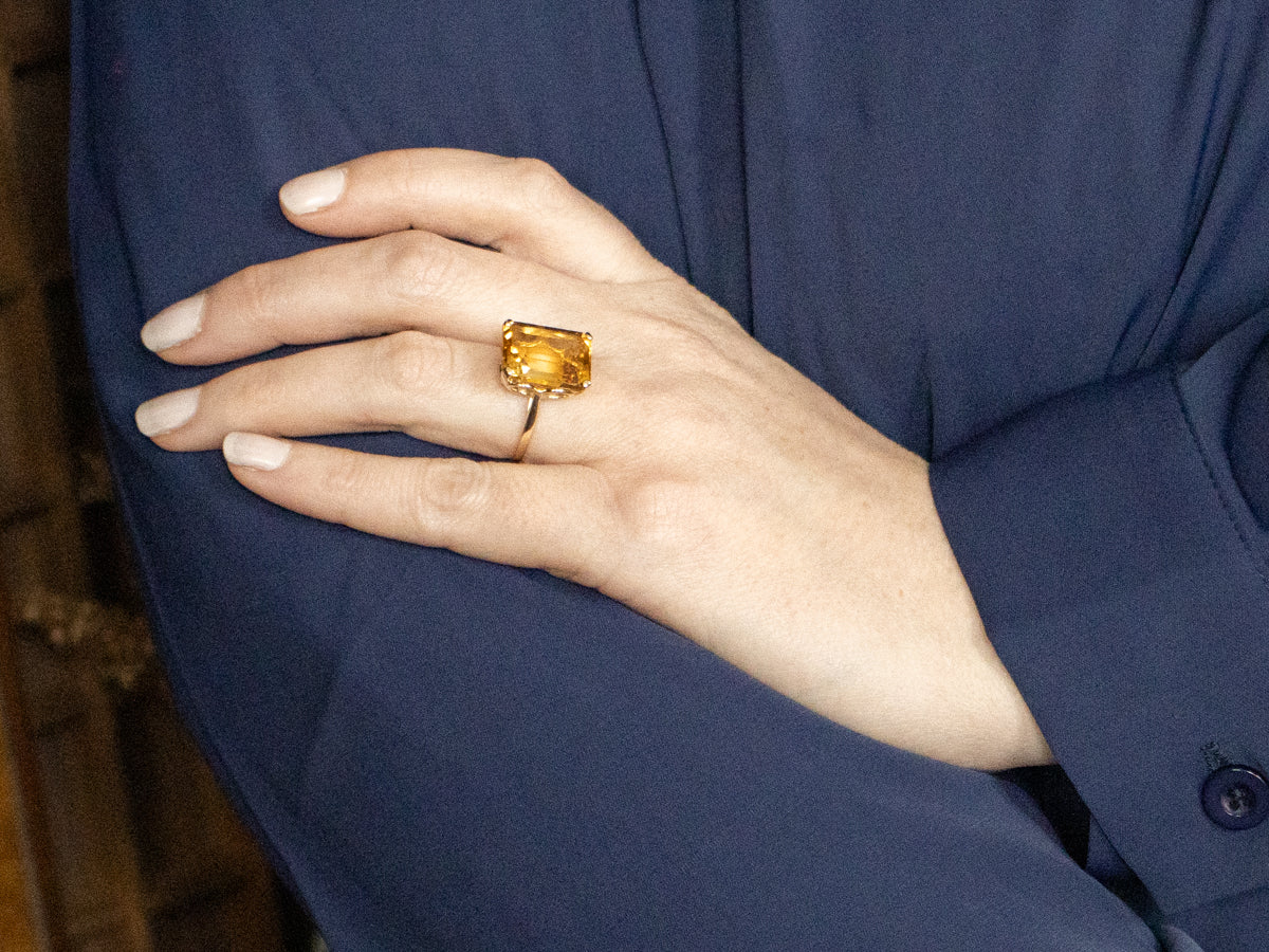Emerald Cut Citrine Cocktail Ring