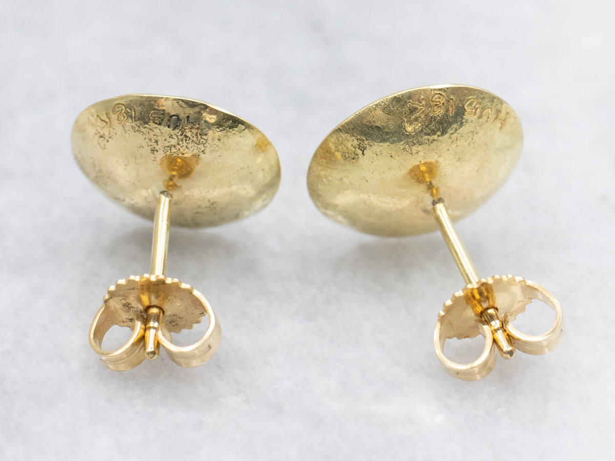 Freshwater Pearl Stud Earrings with Concave Textured Frame