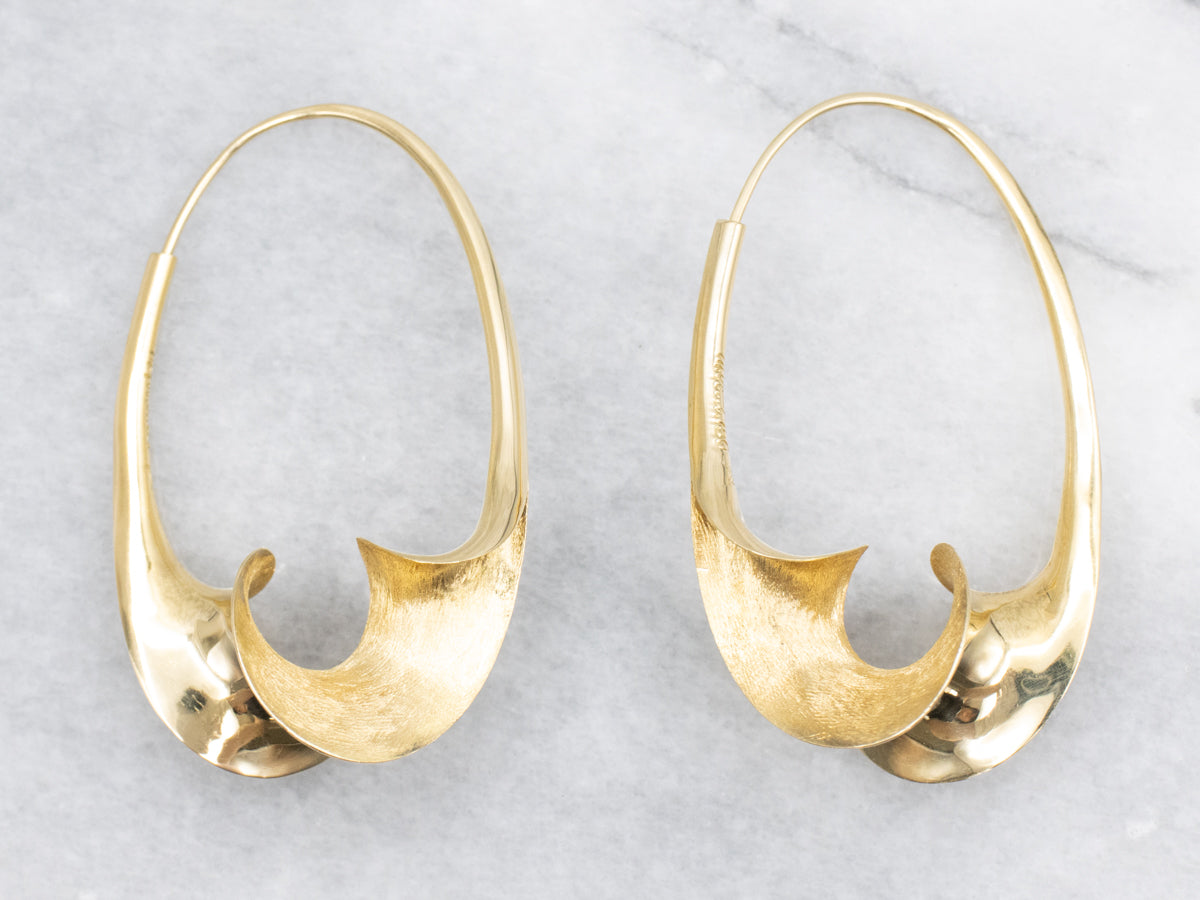 Polished and Textured Swirl Hoop Earrings