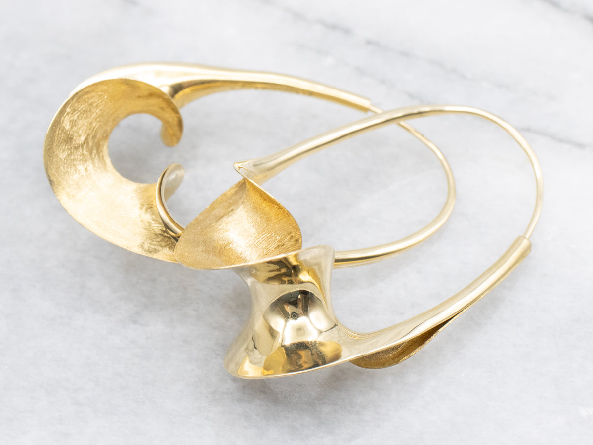 Polished and Textured Swirl Hoop Earrings