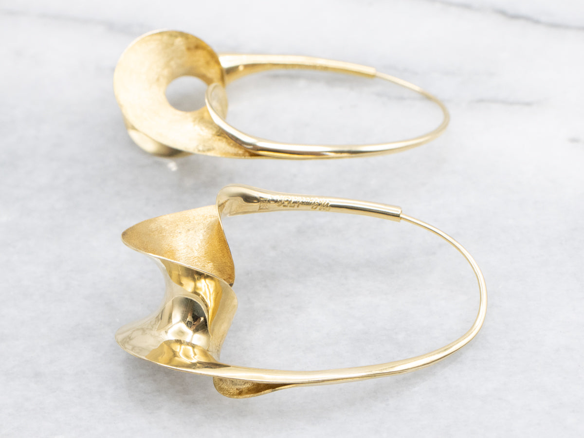 Polished and Textured Swirl Hoop Earrings