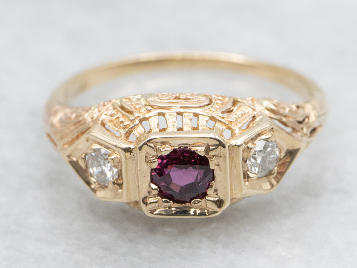 Vintage Ruby and Diamond Ring