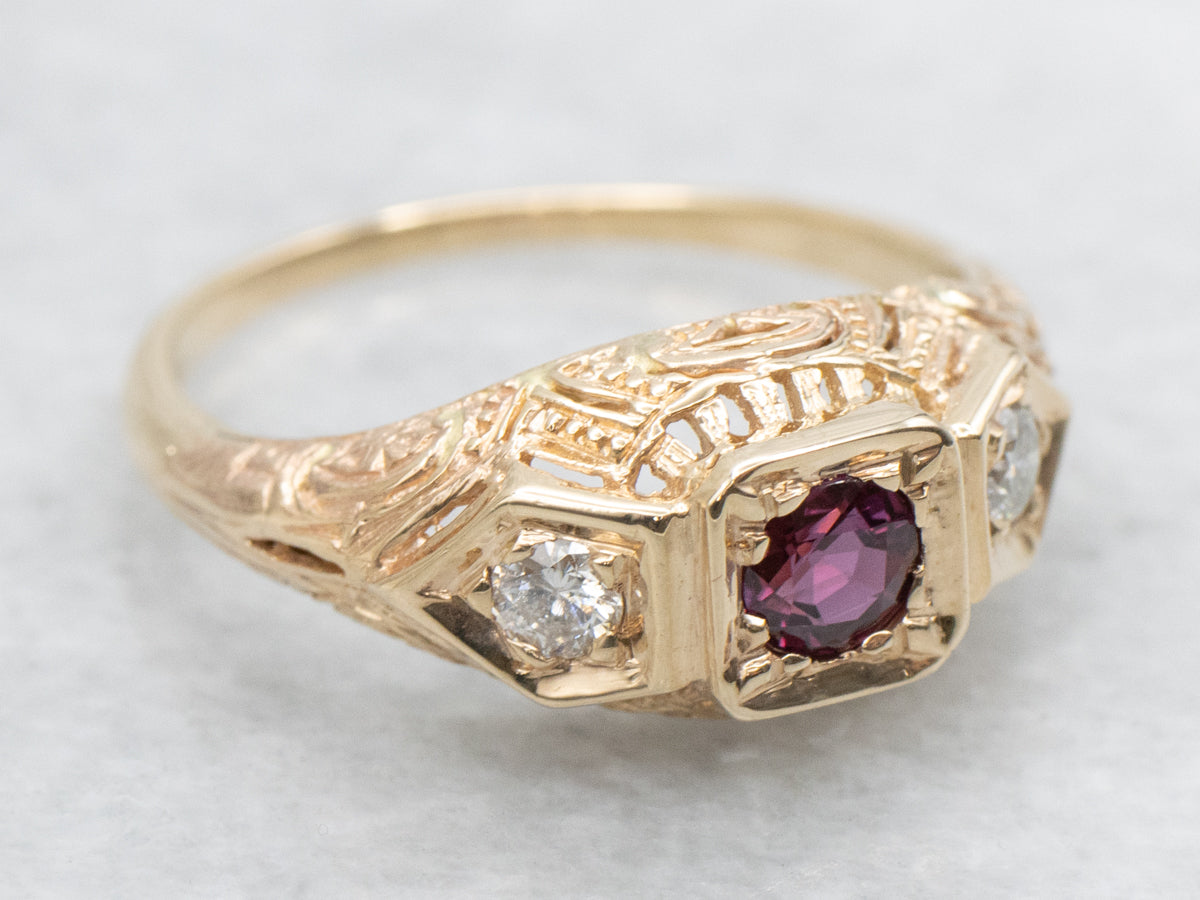 Vintage Ruby and Diamond Ring