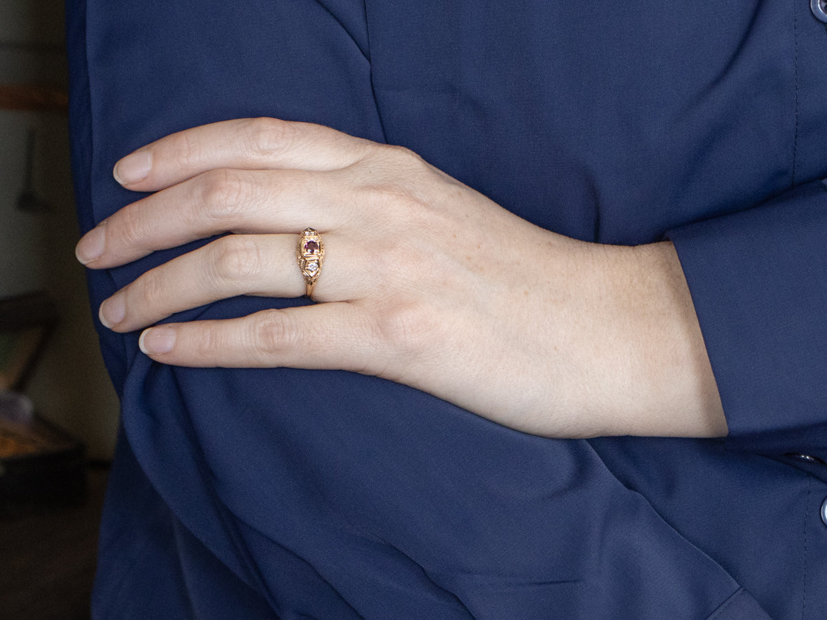 Vintage Ruby and Diamond Ring