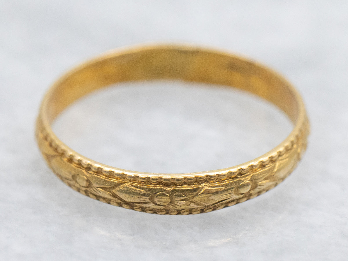 Antique Gold Mini Floral Pattern Band