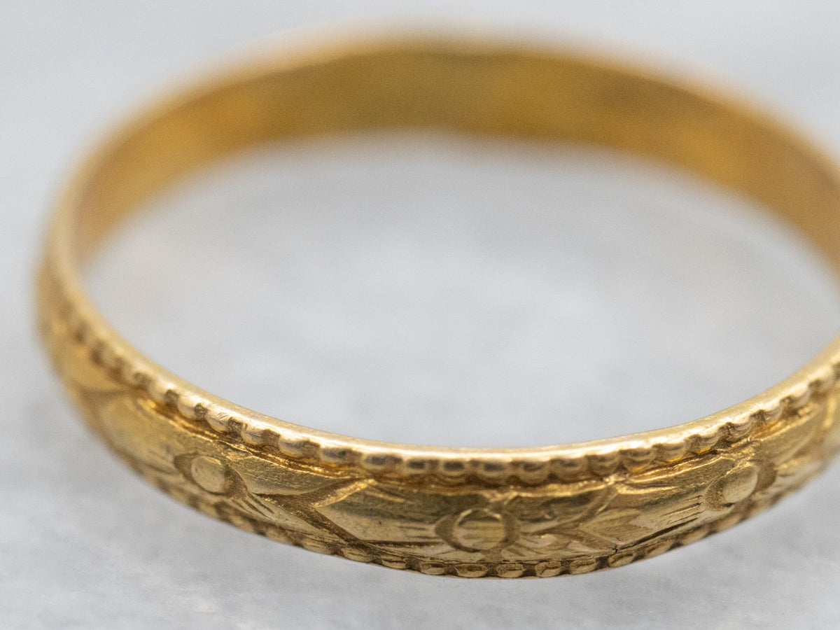 Antique Gold Mini Floral Pattern Band