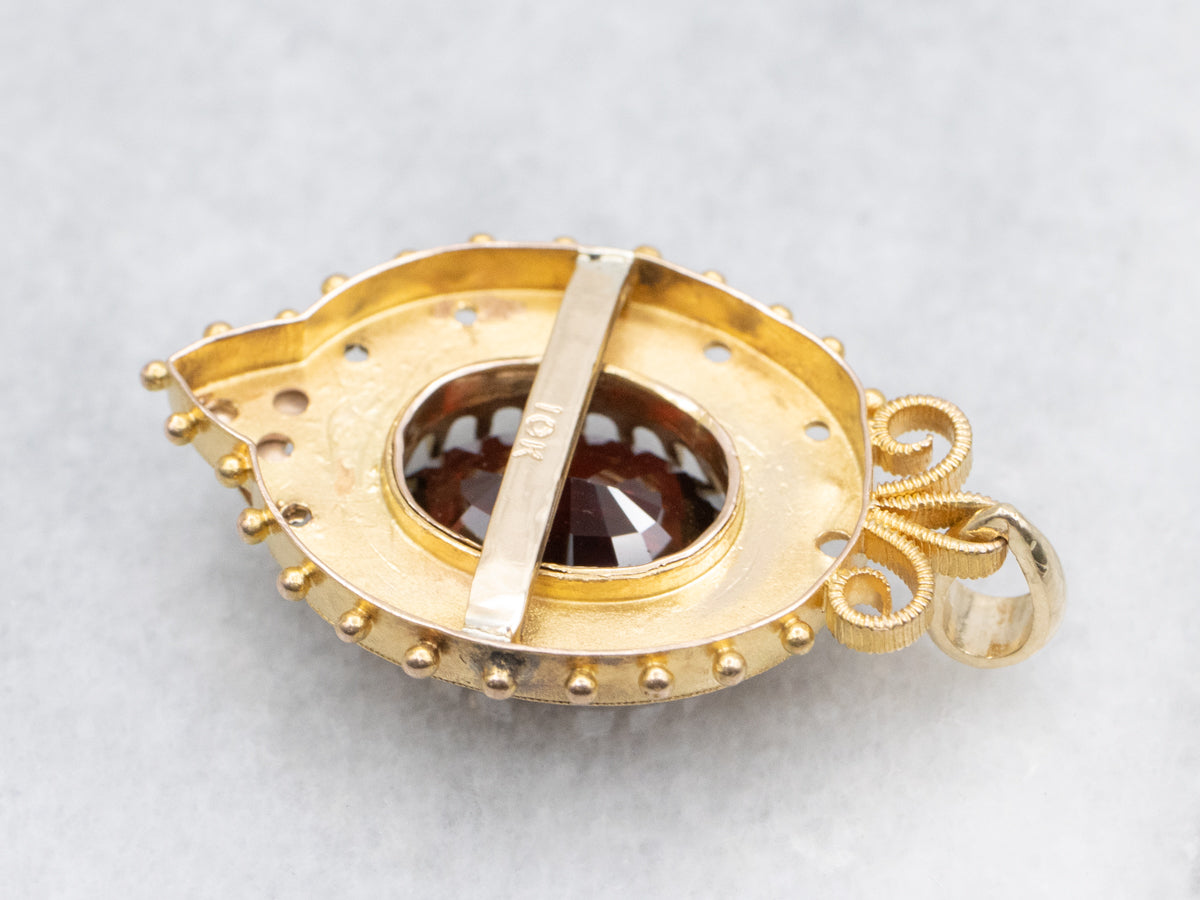 Ornate Antique Gold and Garnet Pendant