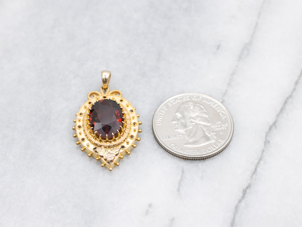 Ornate Antique Gold and Garnet Pendant