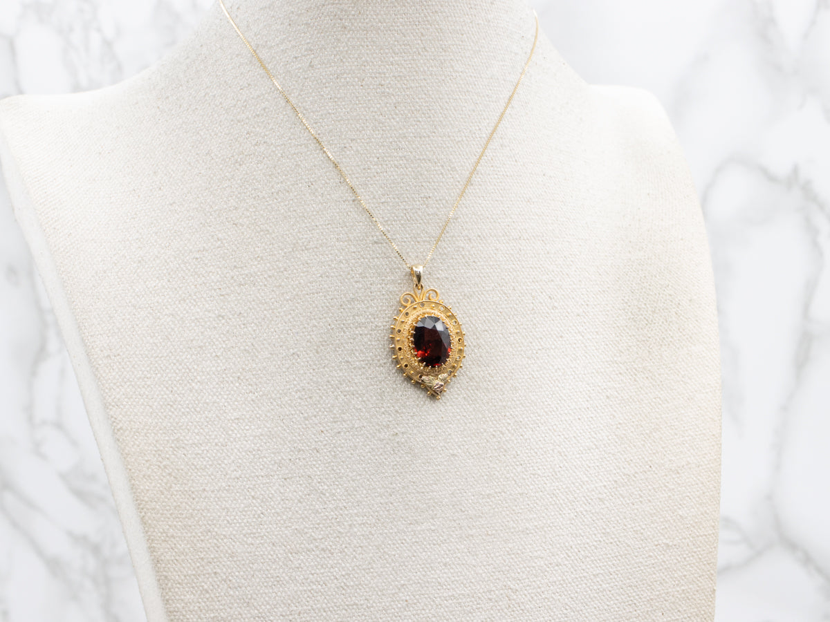 Ornate Antique Gold and Garnet Pendant