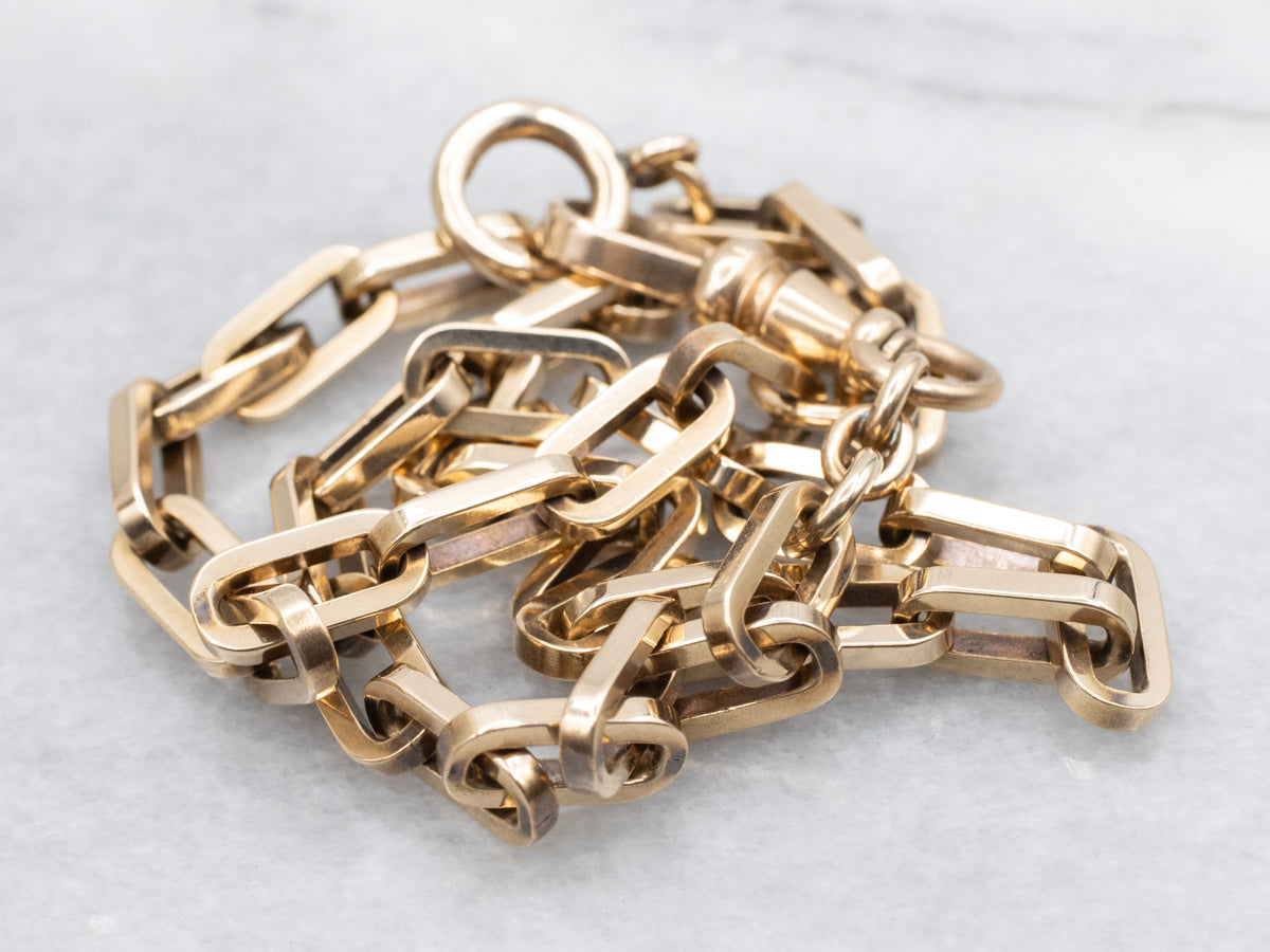 Elongated Paperclip Link Pocket Watch Chain