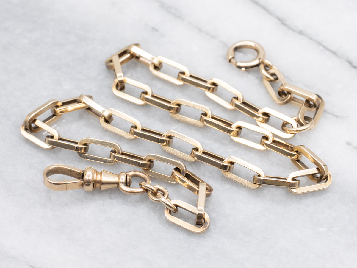 Elongated Paperclip Link Pocket Watch Chain