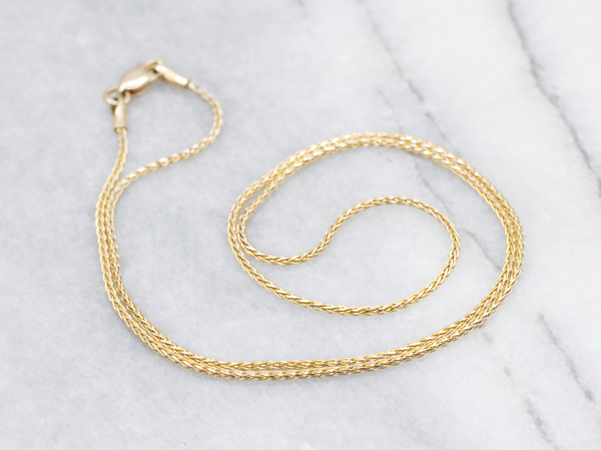 Polished Yellow Gold Wheat Chain