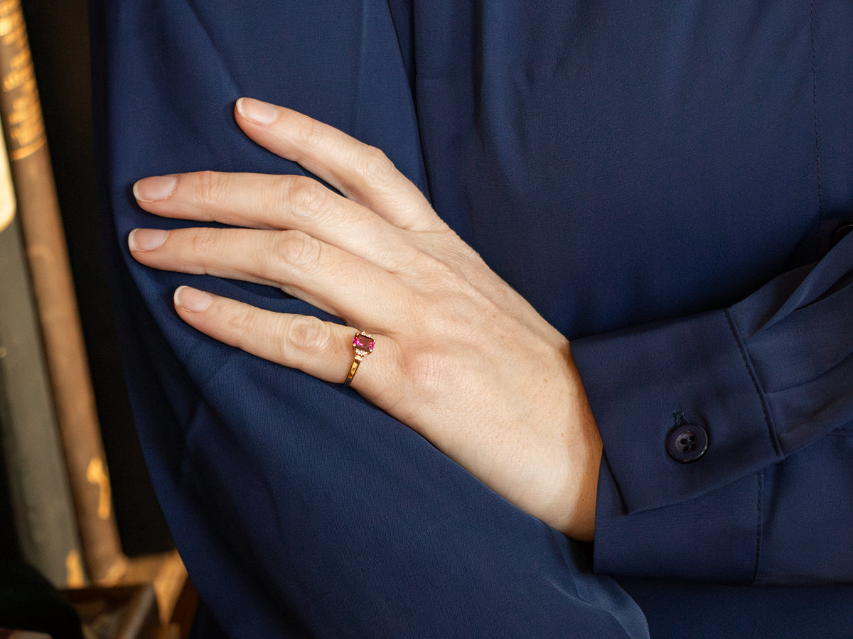 Rhodolite Garnet and Diamond Ring in Yellow Gold
