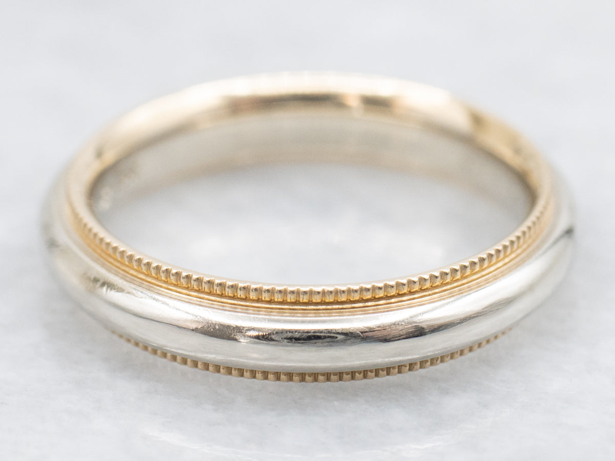 Two Toned Gold Band with Millgrain Edge