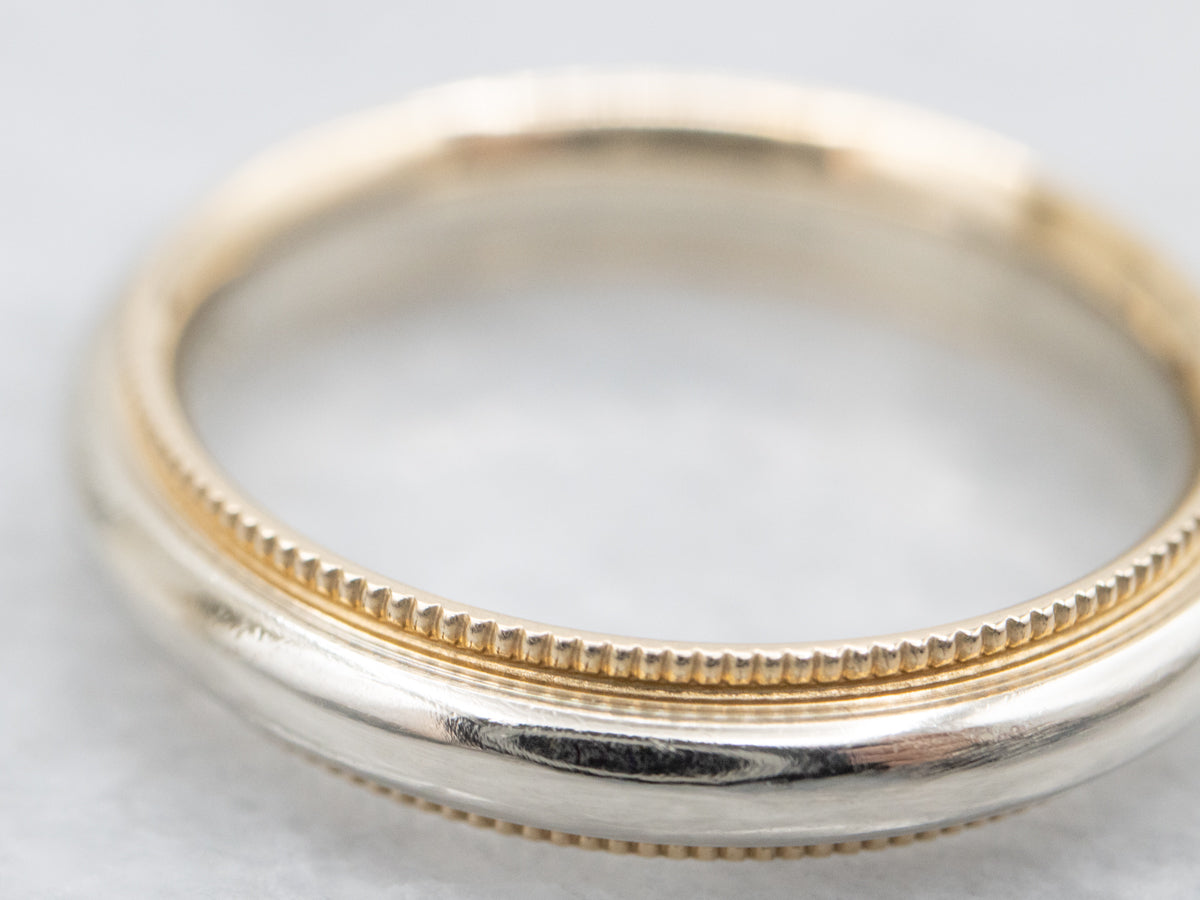 Two Toned Gold Band with Millgrain Edge