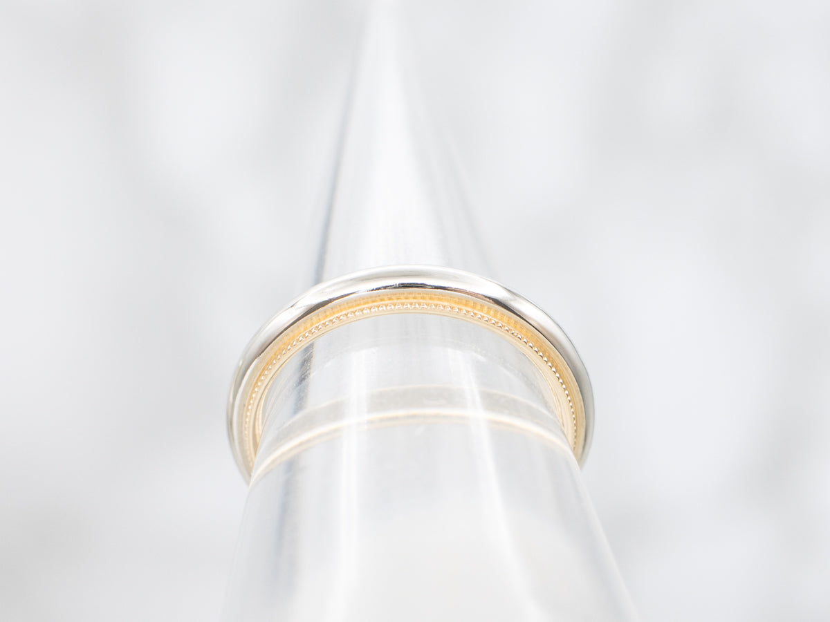 Two Toned Gold Band with Millgrain Edge