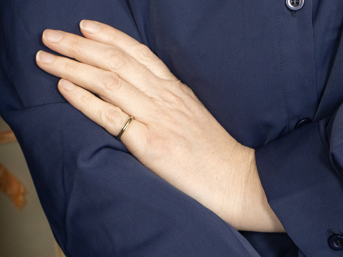 Two Toned Gold Band with Millgrain Edge