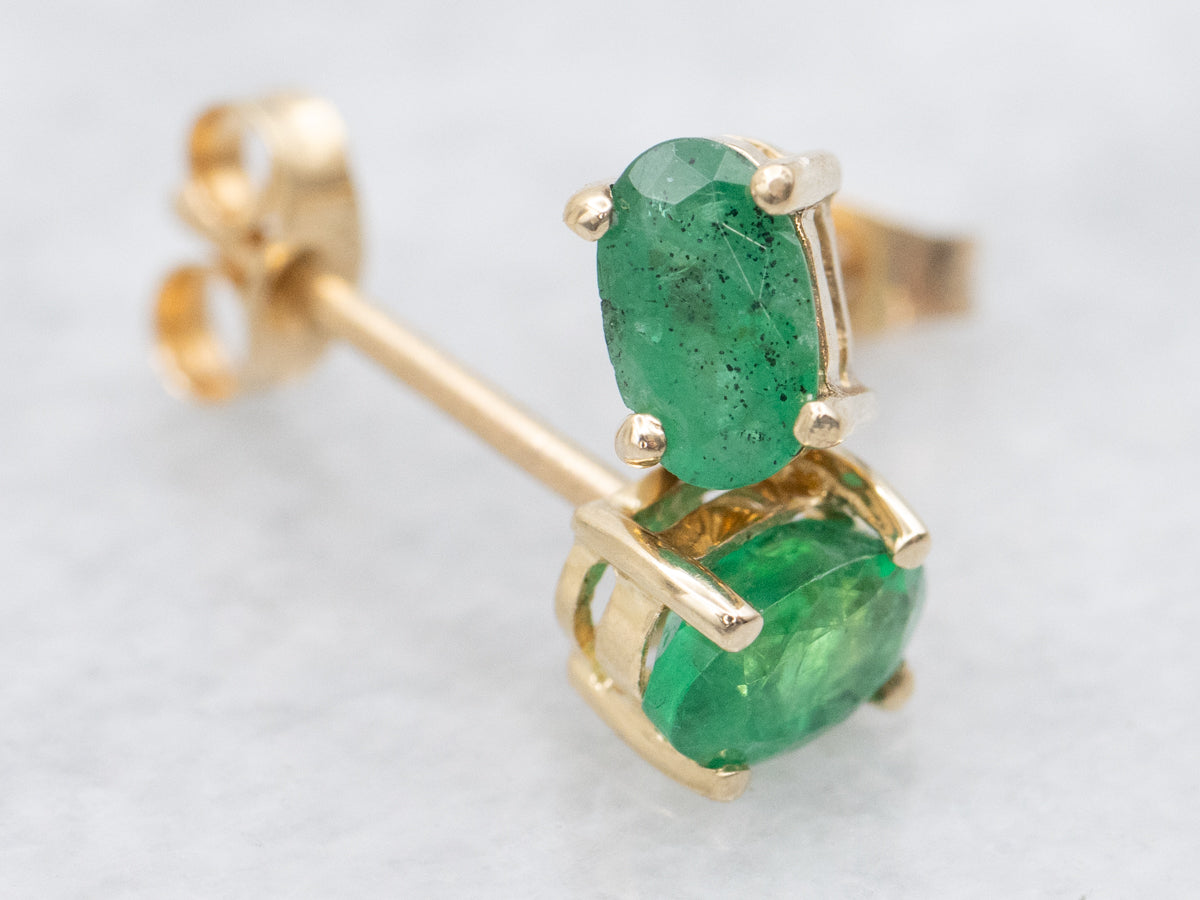 Oval-Cut Emerald Stud Earrings