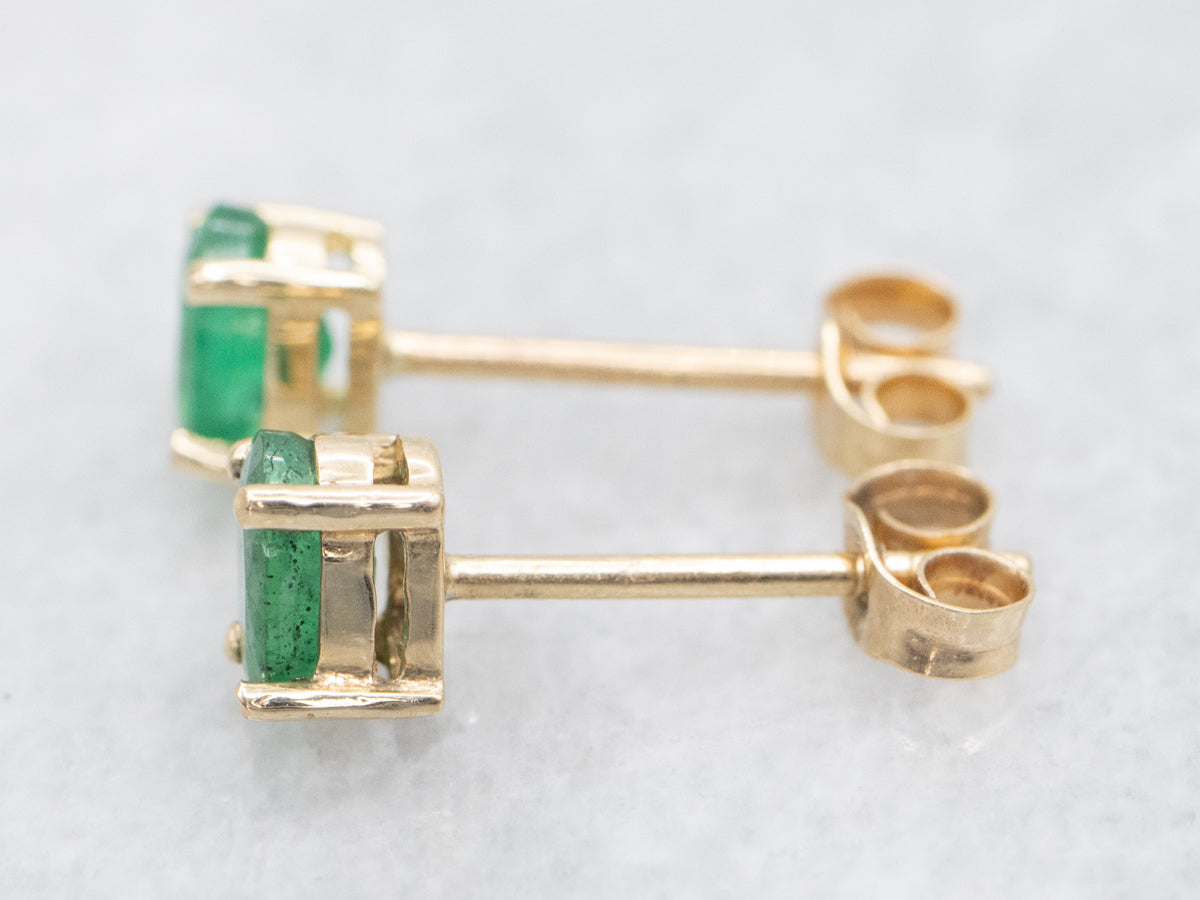 Oval-Cut Emerald Stud Earrings