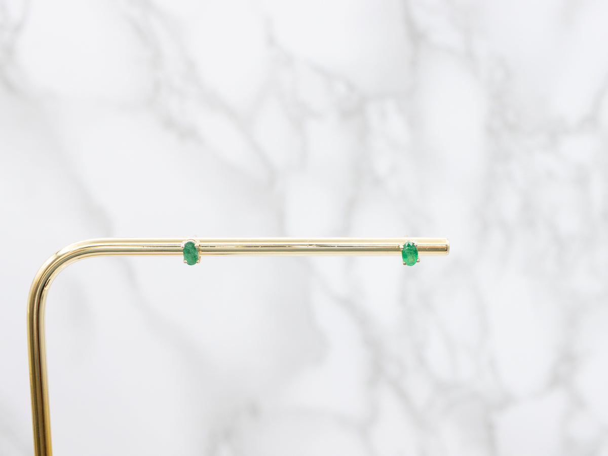 Oval-Cut Emerald Stud Earrings