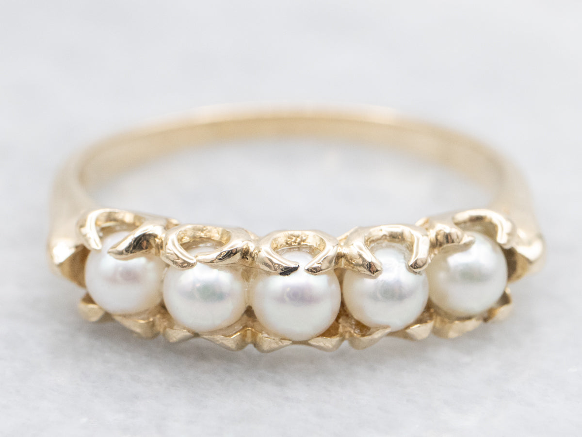 Creamy Pearl and Gold Band