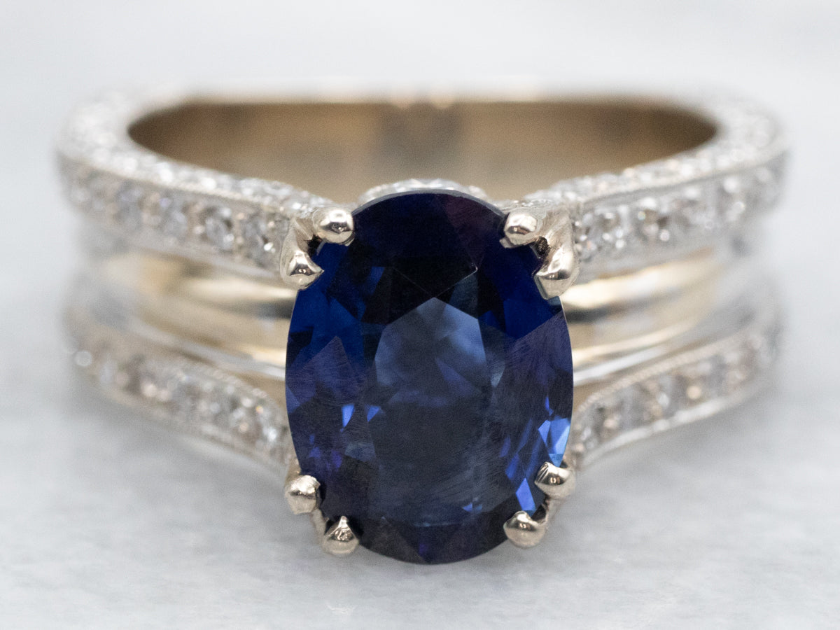 Fine Sapphire Diamond Statement Ring