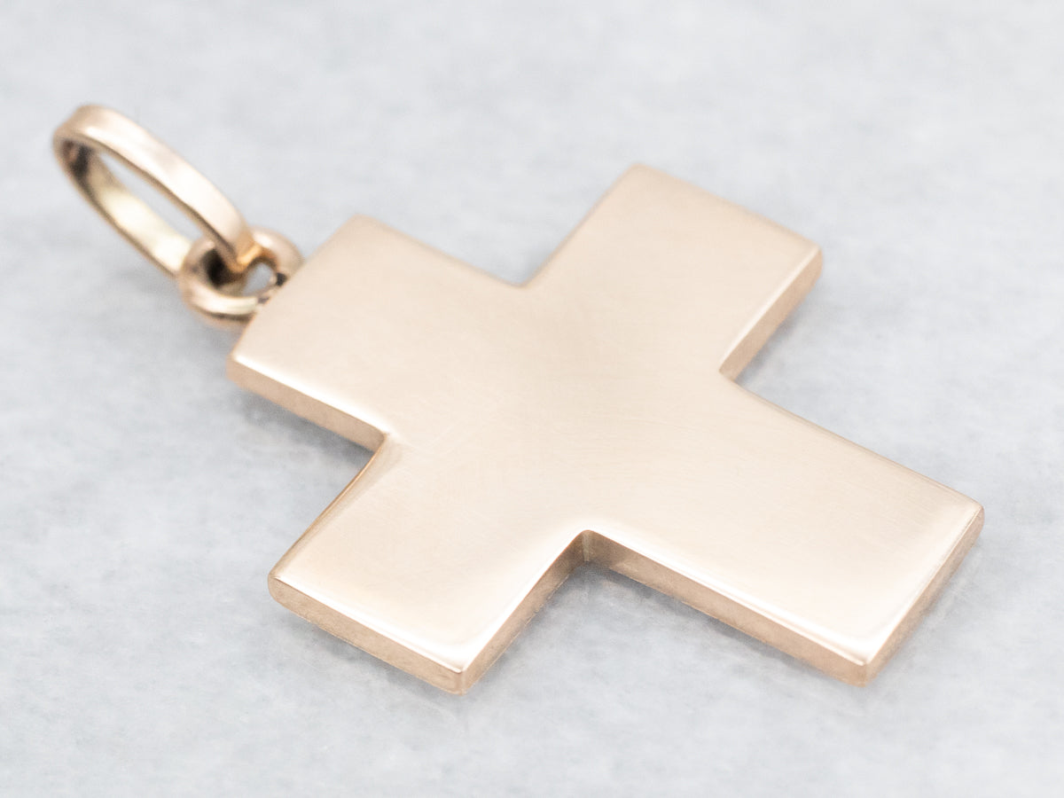 Flat Polished Gold Cross Pendant