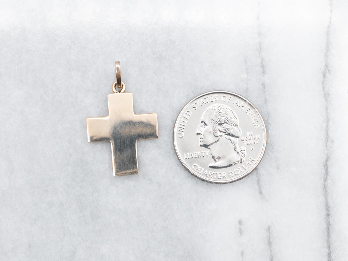 Flat Polished Gold Cross Pendant