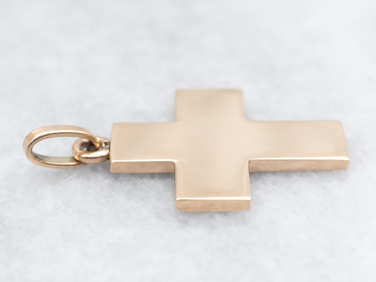 Flat Polished Gold Cross Pendant