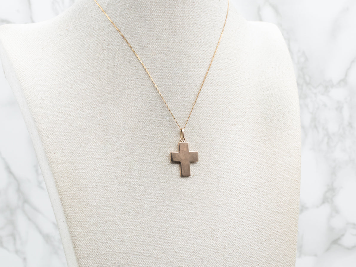 Flat Polished Gold Cross Pendant
