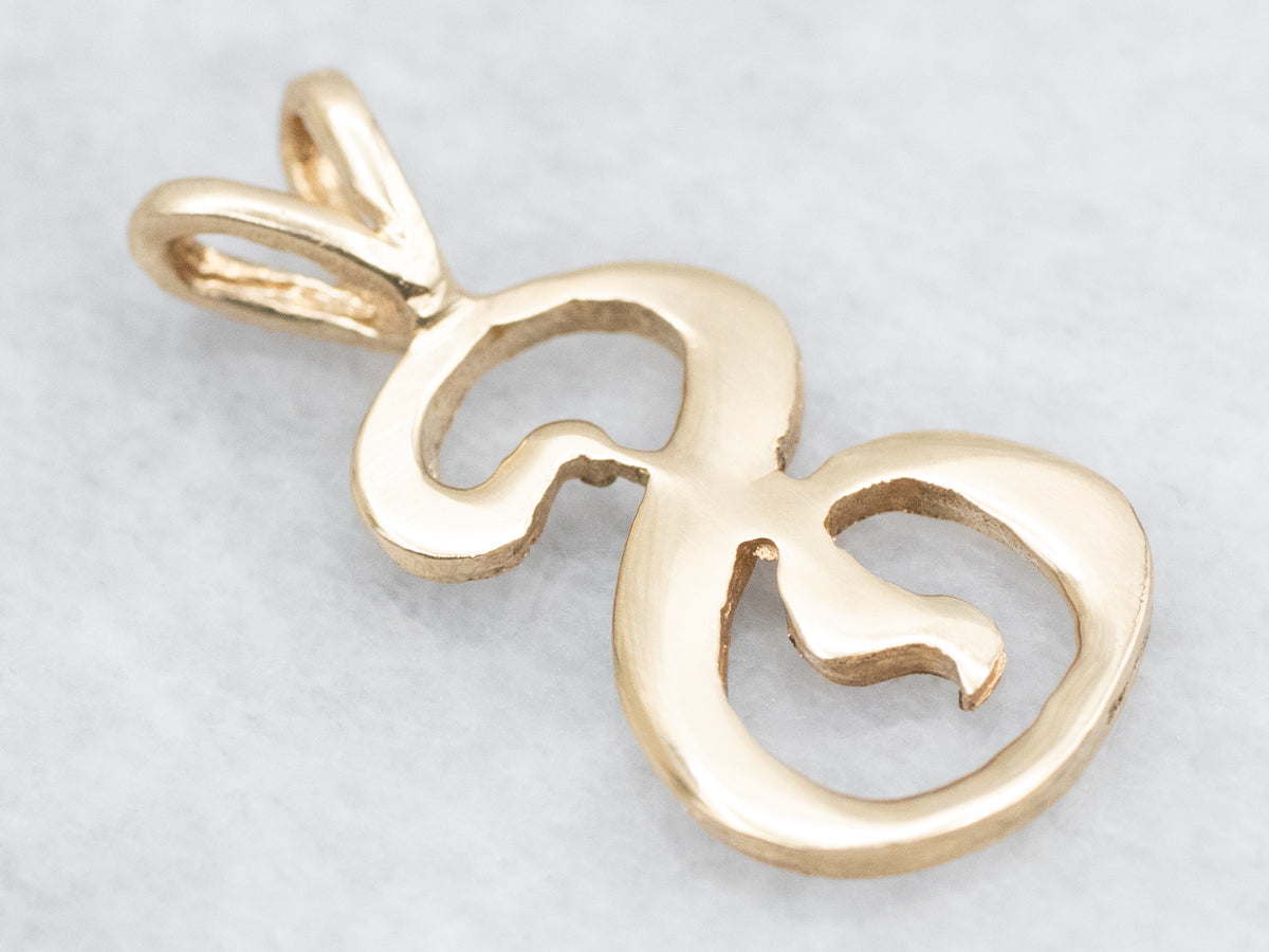 Yellow Gold Scrolling "S" Initial Pendant