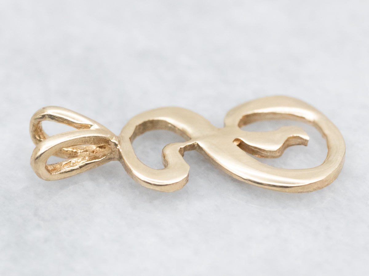 Yellow Gold Scrolling "S" Initial Pendant