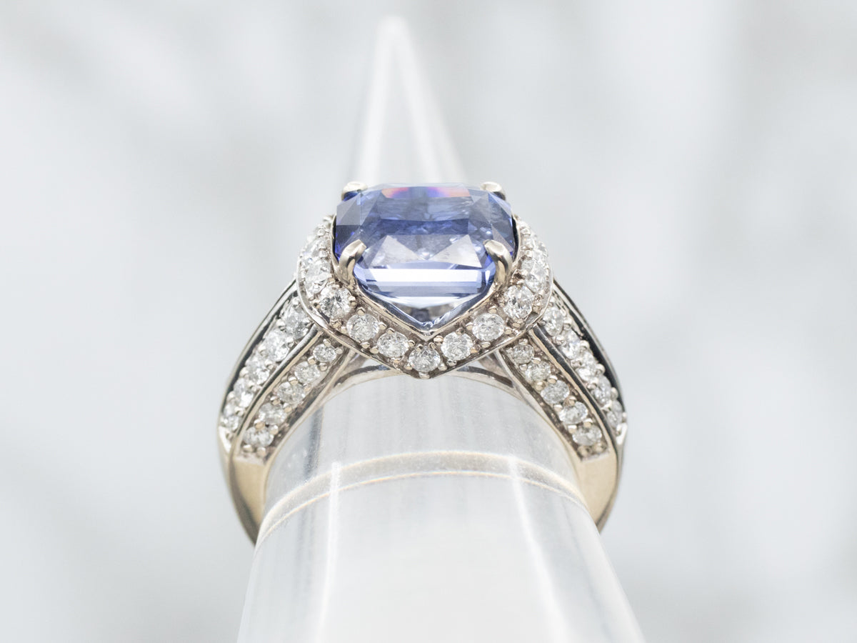 Contemporary Benchmark Quality Sapphire and Diamond Statement Ring