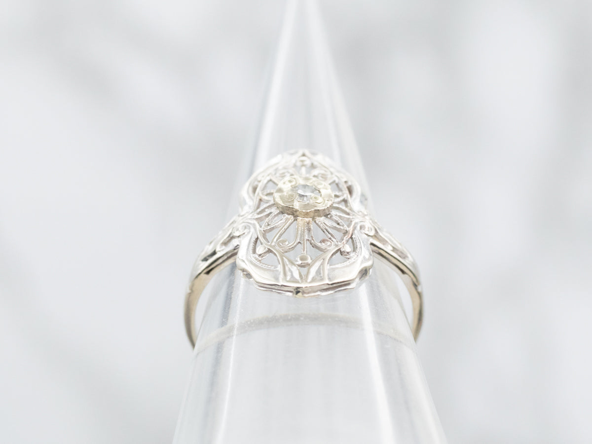 Art Deco Diamond Filigree Dinner Ring