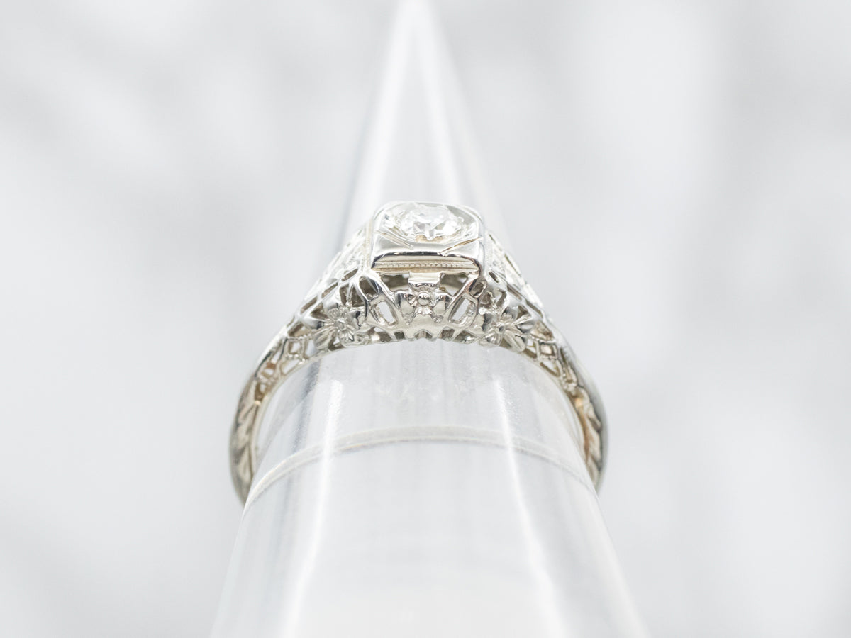 Art Deco Diamond Solitaire Engagement Ring