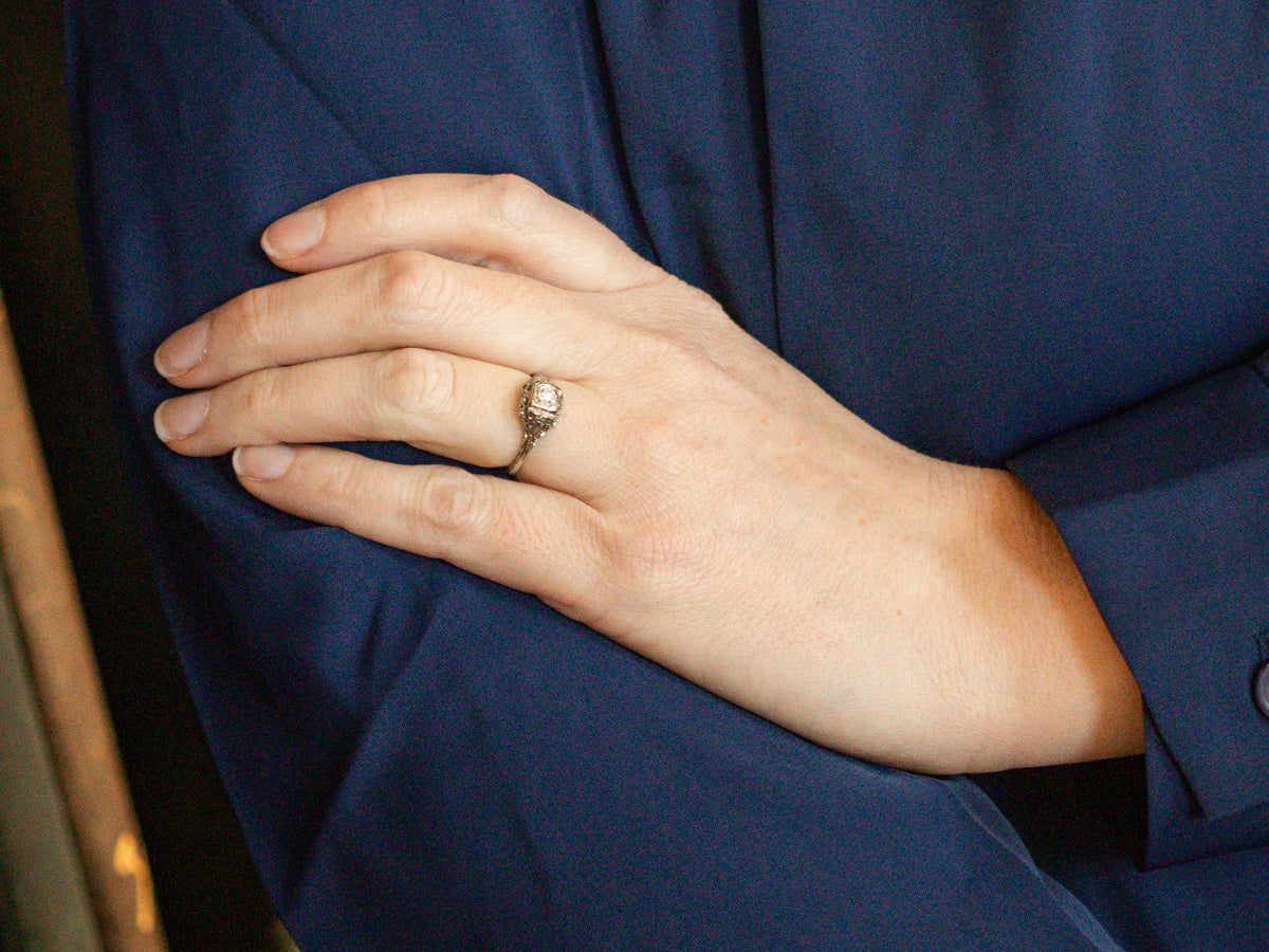 Art Deco Diamond Solitaire Engagement Ring