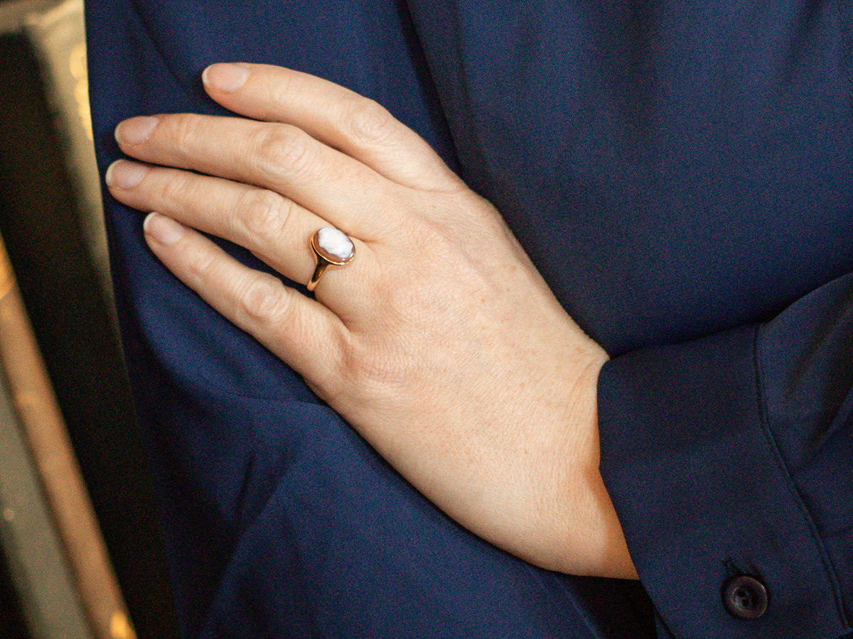 Oval Cut Cameo Solitaire Ring