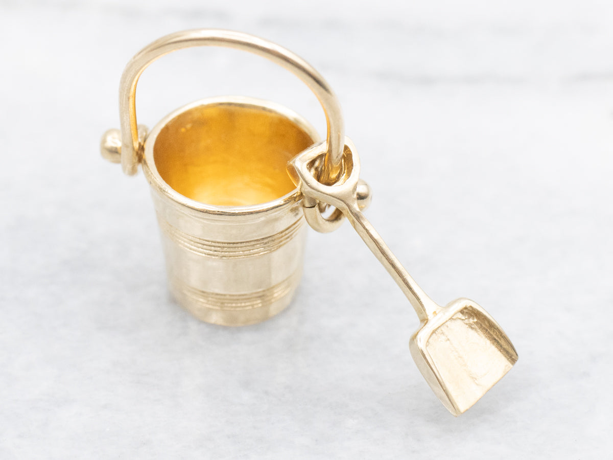 Gold Sand Pail and Shovel Charm