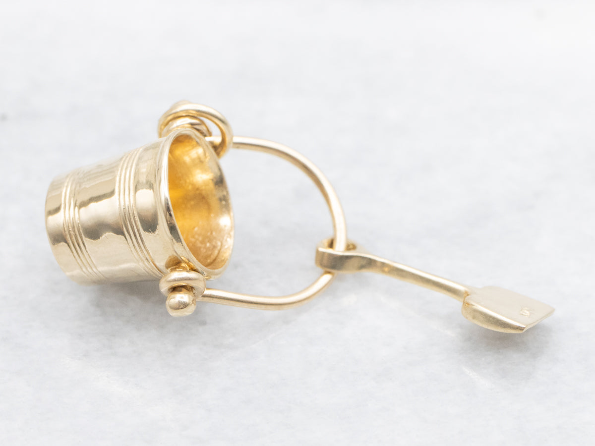 Gold Sand Pail and Shovel Charm